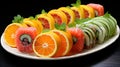 Luminous Sliced Fruit On Plate A Fusion Of Eastern And Western Flavors