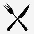 Crossed knife and fork black icons isolated on white background