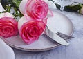 Plate flower rose on concrete background event nostalgia romantic