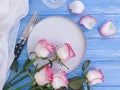 Plate flower rose wooden backgroundn elegance rustic