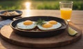 A plate of food featuring a fried egg on top, showcasing a hearty and satisfying meal.
