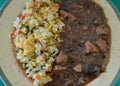 Black bean chicken with rice and vegetables Royalty Free Stock Photo