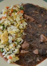 Black bean chicken with egg fried rice Royalty Free Stock Photo