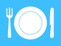 Plate, fork, knife - dinnerware Royalty Free Stock Photo