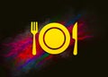 Plate with fork and knife icon colorful paint abstract background brush strokes illustration design Royalty Free Stock Photo