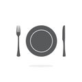 Plate, fork and knife icon