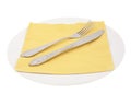 Plate and fork, knife and napking Royalty Free Stock Photo