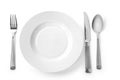 Plate with fork, knife and spoon Royalty Free Stock Photo