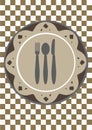 plate with fork, spoon and knife. Vector illustration decorative design Royalty Free Stock Photo