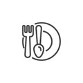 Plate fork spoon line icon