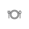 Plate with fork and spoon line icon