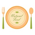 plate with fork and spoon. Vector illustration decorative design Royalty Free Stock Photo
