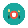 Plate with fork and spoon. Vector illustration decorative design Royalty Free Stock Photo