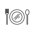 plate with fork and spoon. Vector illustration decorative design Royalty Free Stock Photo