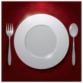 A plate with a fork and spoon. Vector illustration decorative design Royalty Free Stock Photo