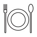 plate with fork and spoon. Vector illustration decorative design Royalty Free Stock Photo