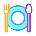 Plate Fork And Spoon Vector Sign Thin Line Icon Royalty Free Stock Photo