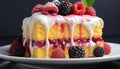 A plate of fresh, colorful berries on a dessert table generated by AI Royalty Free Stock Photo