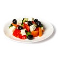 Plate with fresh fruit and vegetable salad isolated on white background Royalty Free Stock Photo