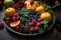 plate of fresh fruits and vegetables, rich in antioxidants and vitamins