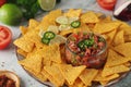 Fresh homemade pico de gallo with corn chips Royalty Free Stock Photo