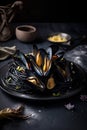plate with fresh mussles Royalty Free Stock Photo