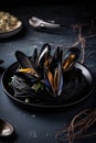 plate with fresh mussles Royalty Free Stock Photo