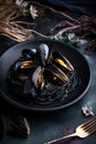 plate with fresh mussles Royalty Free Stock Photo