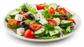 Plate of fresh salad: cucumbers, tomatoes, olives Royalty Free Stock Photo