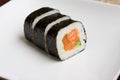 Plate of fresh salmon japanese sushi Royalty Free Stock Photo