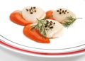 Plate with Fresh Scallops and Dill, pecten maximus Royalty Free Stock Photo