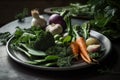 plate of fresh, seasonal vegetables with simple herbs for zero-waste cooking Royalty Free Stock Photo