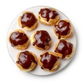 Plate of freshly baked cream puffs