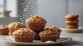 Golden Brown Muffins Sprinkled with Crumble Topping on a Decorative Plate Royalty Free Stock Photo