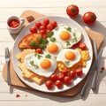 A plate of freshly-prepared breakfast food