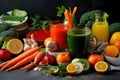 plate of freshly prepared vegetable juice, with ingredients to boost immunity