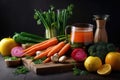 plate of freshly prepared vegetable juice, with ingredients to boost immunity