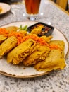 A plate of fried crispy tempeh Royalty Free Stock Photo