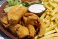 Plate of fried cuttlefish typical of the city of Setubal Royalty Free Stock Photo