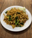 A plate of fried kwetiau or fried noodles