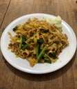 A plate of fried kwetiau or fried noodles Royalty Free Stock Photo