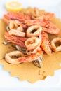 Plate with fried local fishes and seafood Royalty Free Stock Photo