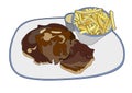 Plate with fried steak