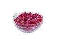 Plate frozen red currants on a white background. Harvesting of berries for the winter. Royalty Free Stock Photo