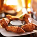 plate full of buffalo bbq chicke wings Royalty Free Stock Photo