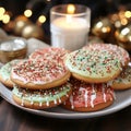 A plate full of festive Christmas cookies