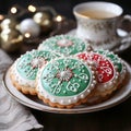 A plate full of festive Christmas cookies