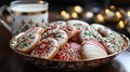 A plate full of festive Christmas cookies