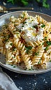 Plate of Fusilli Pasta With Ricotta and Herbs