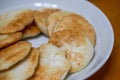 A plate of golden and delicious hand-made cuttlefish cake Royalty Free Stock Photo